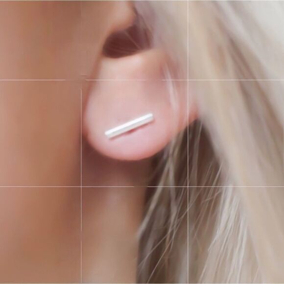 LAST PAIR Bar stud .925 silver - Picture 2 of 3